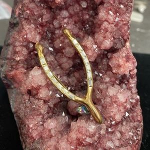 Vintage gold wishbone with rhinestones